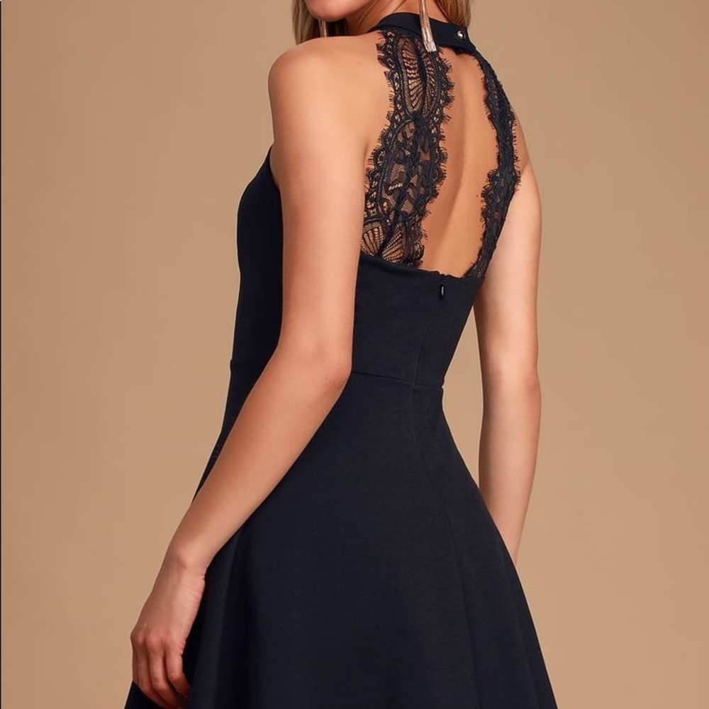 Lulus Hometown Girl Black Lace Skater Dress